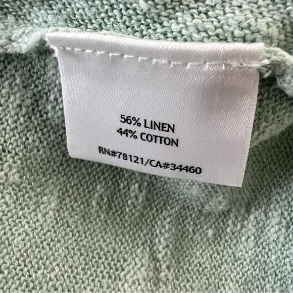 Eileen Fisher Arora Mint Green Linen Blend Open Front Waterfall Cardigan Size XS - Picture 6 of 7